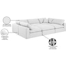 Meridian Comfy White Linen Textured Fabric Modular Sectional IMAGE 11