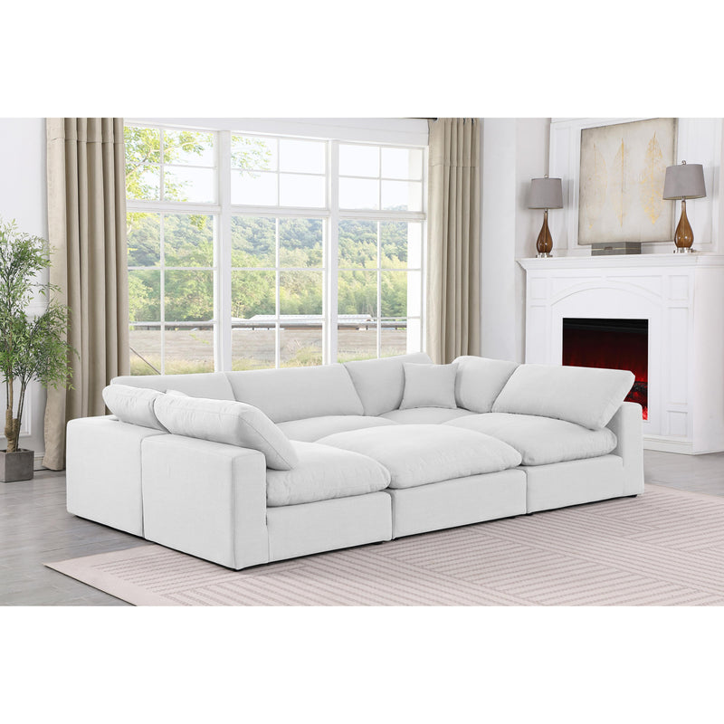 Meridian Comfy White Linen Textured Fabric Modular Sectional IMAGE 2