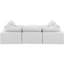 Meridian Comfy White Linen Textured Fabric Modular Sectional IMAGE 3