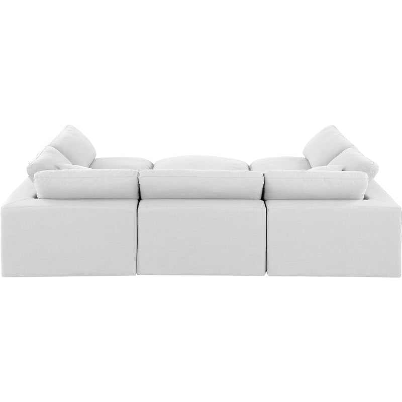 Meridian Comfy White Linen Textured Fabric Modular Sectional IMAGE 3