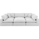 Meridian Comfy White Linen Textured Fabric Modular Sectional IMAGE 4