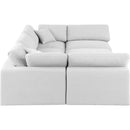 Meridian Comfy White Linen Textured Fabric Modular Sectional IMAGE 5