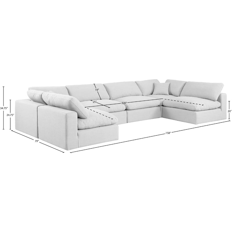 Meridian Comfy White Linen Textured Fabric Modular Sectional IMAGE 10