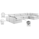 Meridian Comfy White Linen Textured Fabric Modular Sectional IMAGE 11