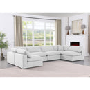 Meridian Comfy White Linen Textured Fabric Modular Sectional IMAGE 2