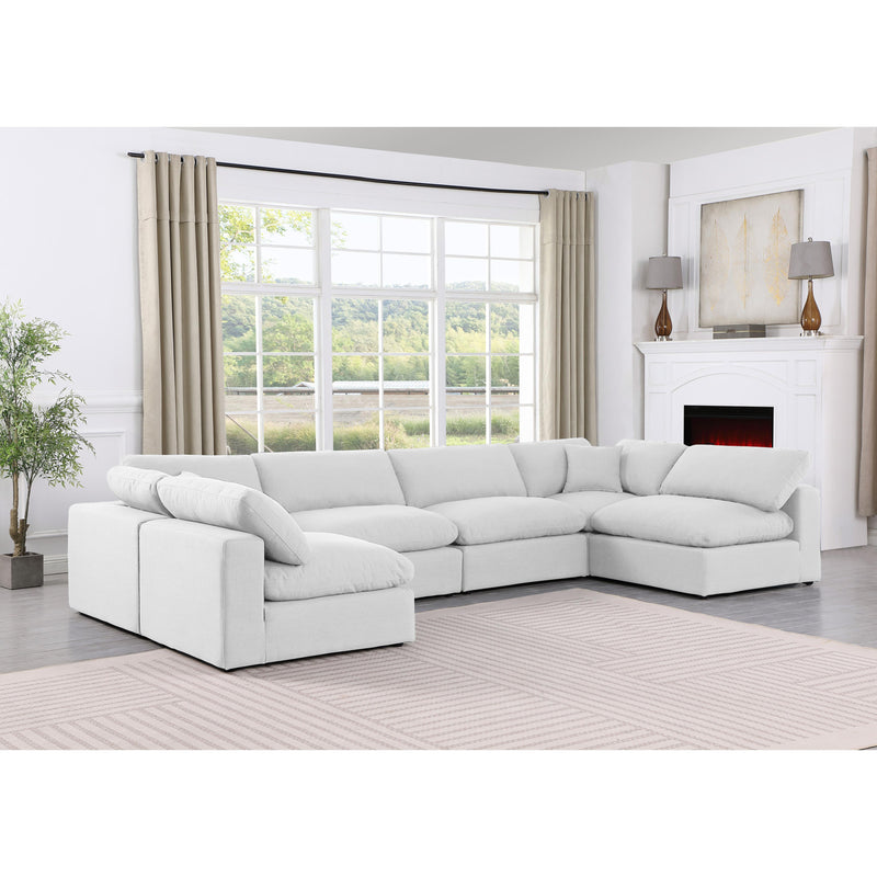 Meridian Comfy White Linen Textured Fabric Modular Sectional IMAGE 2