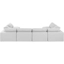 Meridian Comfy White Linen Textured Fabric Modular Sectional IMAGE 3