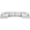 Meridian Comfy White Linen Textured Fabric Modular Sectional IMAGE 4