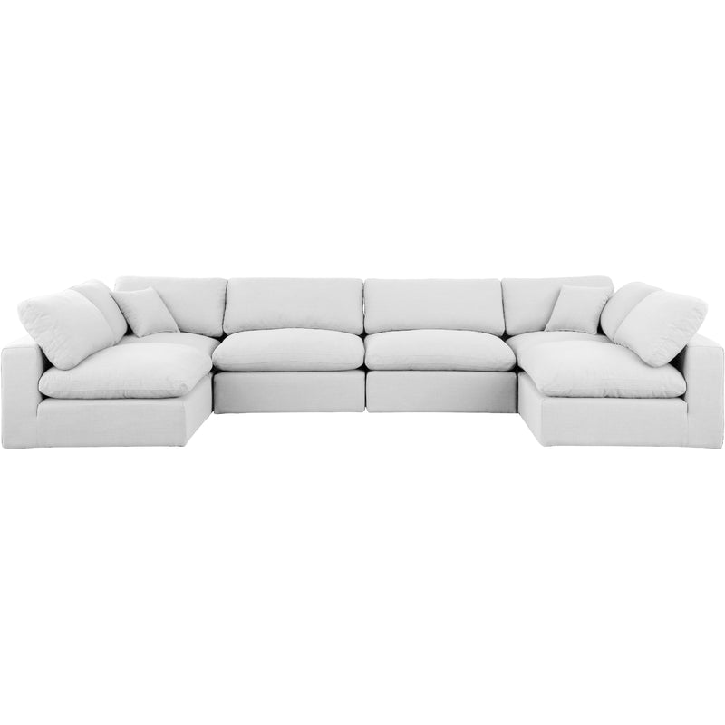 Meridian Comfy White Linen Textured Fabric Modular Sectional IMAGE 4