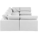 Meridian Comfy White Linen Textured Fabric Modular Sectional IMAGE 5