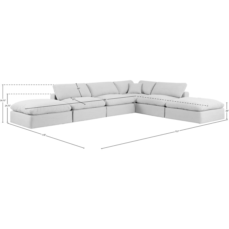 Meridian Comfy White Linen Textured Fabric Modular Sectional IMAGE 10