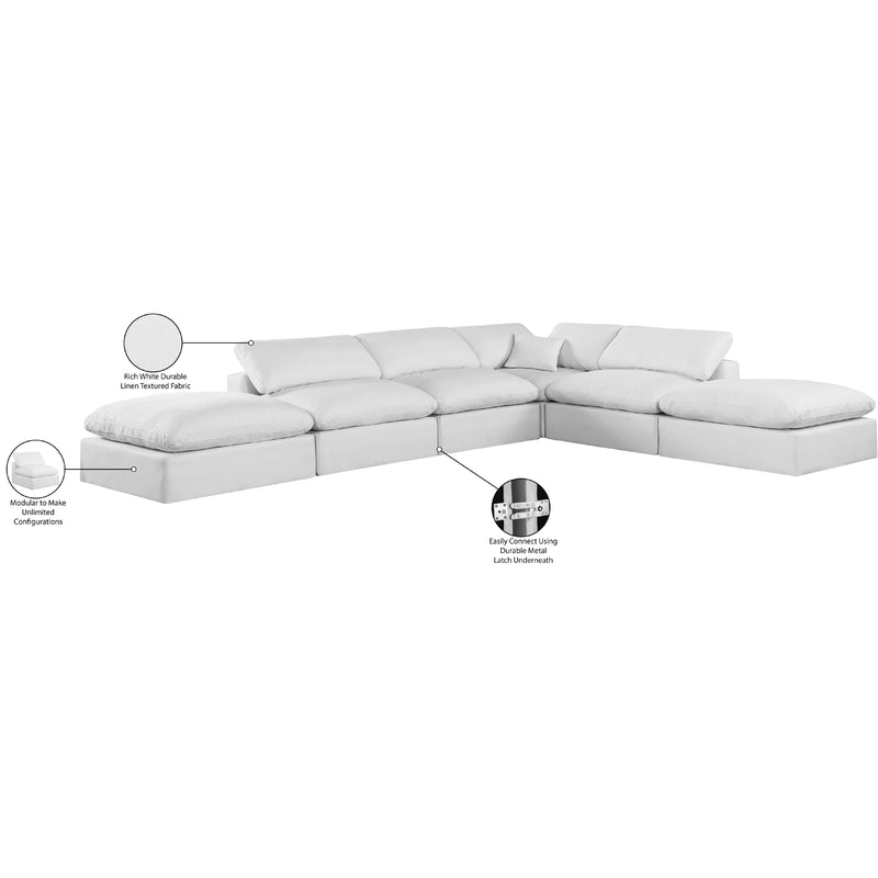 Meridian Comfy White Linen Textured Fabric Modular Sectional IMAGE 11