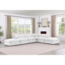 Meridian Comfy White Linen Textured Fabric Modular Sectional IMAGE 2