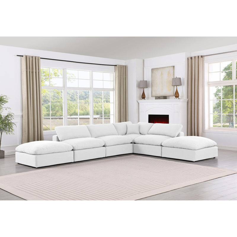 Meridian Comfy White Linen Textured Fabric Modular Sectional IMAGE 2