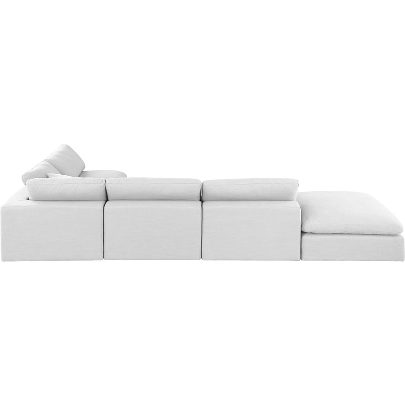 Meridian Comfy White Linen Textured Fabric Modular Sectional IMAGE 3