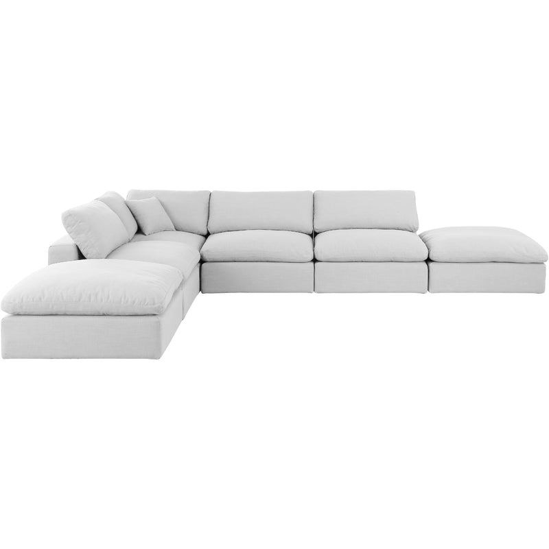 Meridian Comfy White Linen Textured Fabric Modular Sectional IMAGE 4