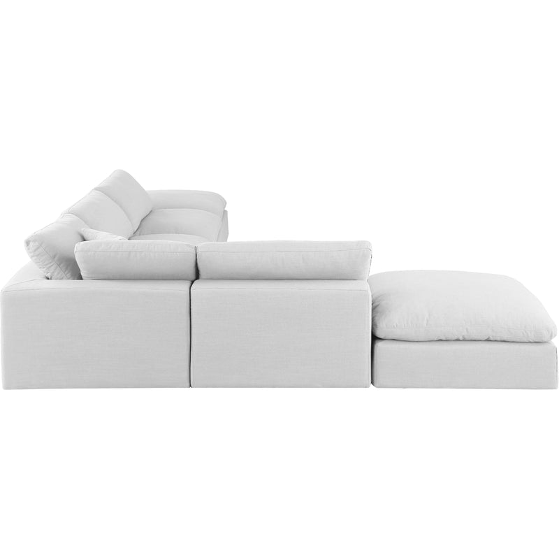 Meridian Comfy White Linen Textured Fabric Modular Sectional IMAGE 5