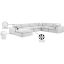Meridian Comfy White Linen Textured Fabric Modular Sectional IMAGE 11