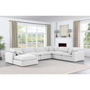 Meridian Comfy White Linen Textured Fabric Modular Sectional IMAGE 2