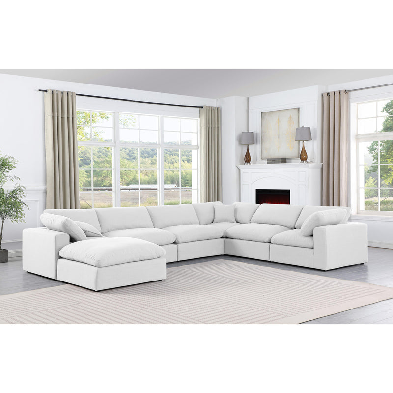 Meridian Comfy White Linen Textured Fabric Modular Sectional IMAGE 2