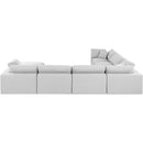 Meridian Comfy White Linen Textured Fabric Modular Sectional IMAGE 3