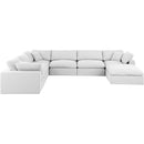 Meridian Comfy White Linen Textured Fabric Modular Sectional IMAGE 4