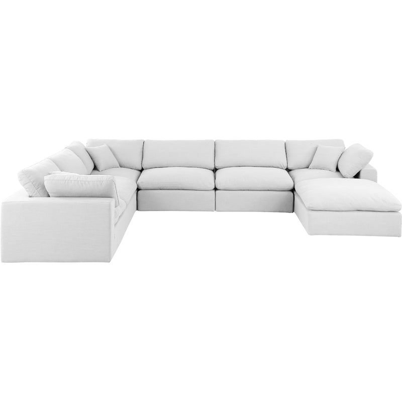 Meridian Comfy White Linen Textured Fabric Modular Sectional IMAGE 4