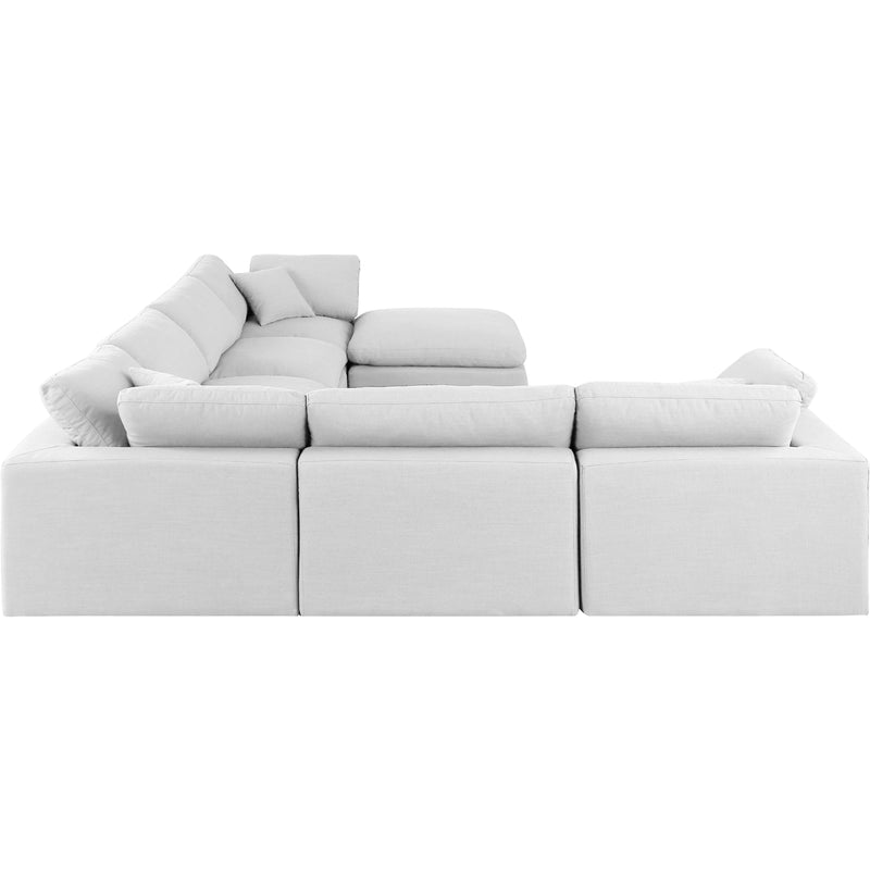 Meridian Comfy White Linen Textured Fabric Modular Sectional IMAGE 5