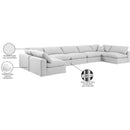 Meridian Comfy White Linen Textured Fabric Modular Sectional IMAGE 11