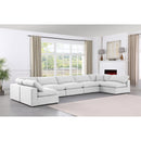 Meridian Comfy White Linen Textured Fabric Modular Sectional IMAGE 2