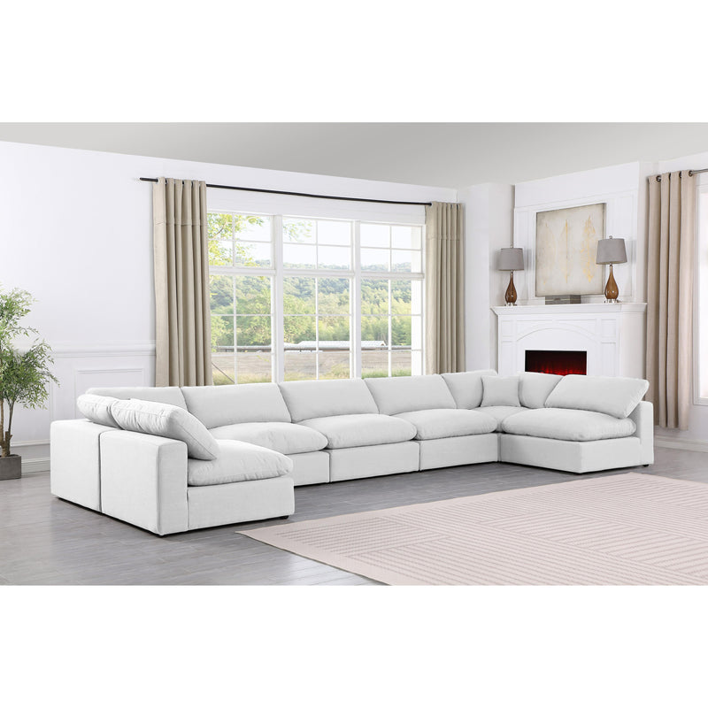 Meridian Comfy White Linen Textured Fabric Modular Sectional IMAGE 2