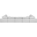 Meridian Comfy White Linen Textured Fabric Modular Sectional IMAGE 3