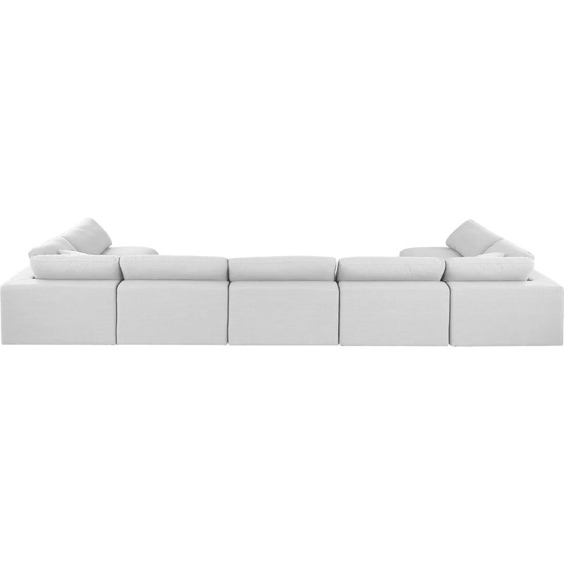 Meridian Comfy White Linen Textured Fabric Modular Sectional IMAGE 3