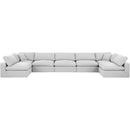 Meridian Comfy White Linen Textured Fabric Modular Sectional IMAGE 4
