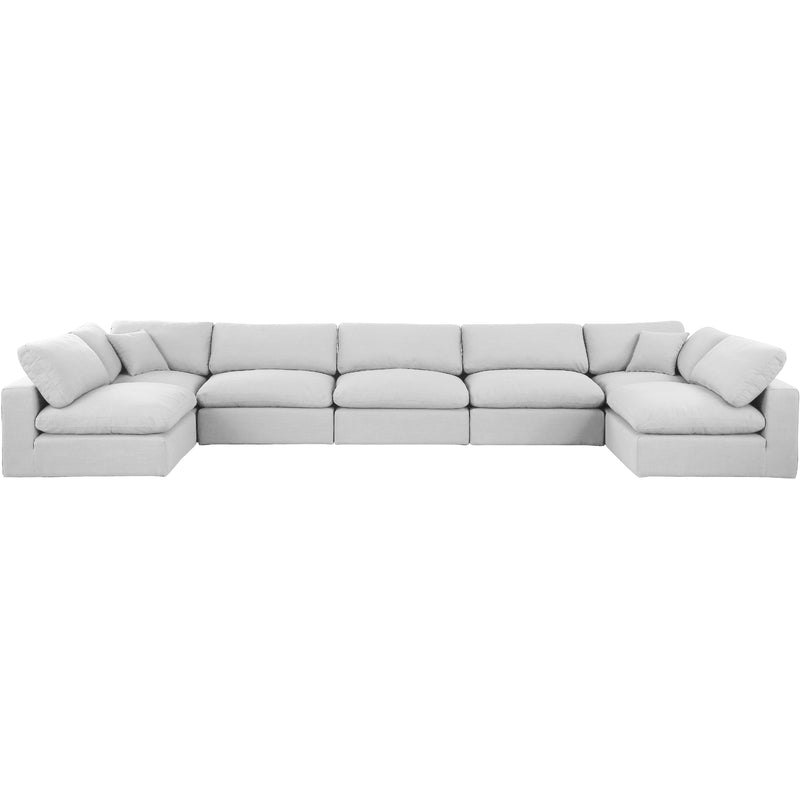 Meridian Comfy White Linen Textured Fabric Modular Sectional IMAGE 4