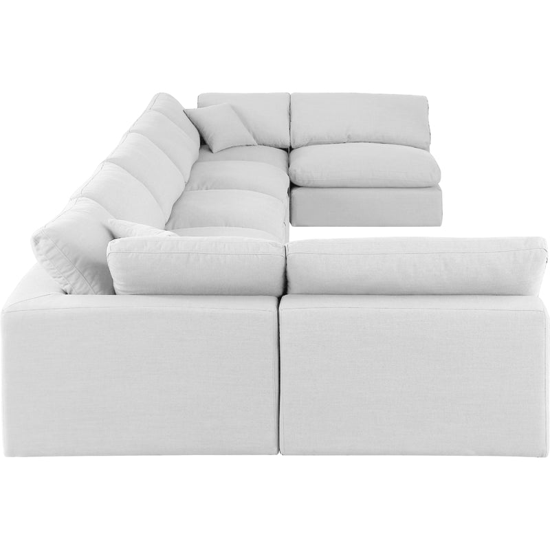 Meridian Comfy White Linen Textured Fabric Modular Sectional IMAGE 5