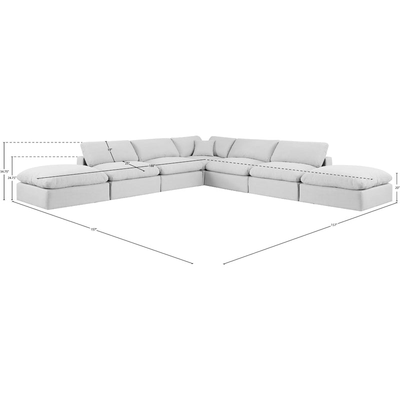 Meridian Comfy White Linen Textured Fabric Modular Sectional IMAGE 10
