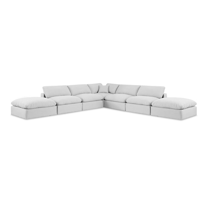 Meridian Comfy White Linen Textured Fabric Modular Sectional IMAGE 1