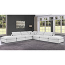 Meridian Comfy White Linen Textured Fabric Modular Sectional IMAGE 2