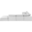 Meridian Comfy White Linen Textured Fabric Modular Sectional IMAGE 3