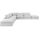 Meridian Comfy White Linen Textured Fabric Modular Sectional IMAGE 4