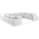 Meridian Comfy White Linen Textured Fabric Modular Sectional IMAGE 10