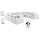 Meridian Comfy White Linen Textured Fabric Modular Sectional IMAGE 11