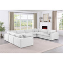 Meridian Comfy White Linen Textured Fabric Modular Sectional IMAGE 2