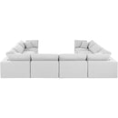 Meridian Comfy White Linen Textured Fabric Modular Sectional IMAGE 3