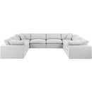 Meridian Comfy White Linen Textured Fabric Modular Sectional IMAGE 4