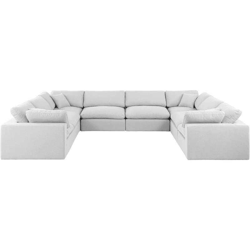 Meridian Comfy White Linen Textured Fabric Modular Sectional IMAGE 4