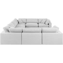 Meridian Comfy White Linen Textured Fabric Modular Sectional IMAGE 5