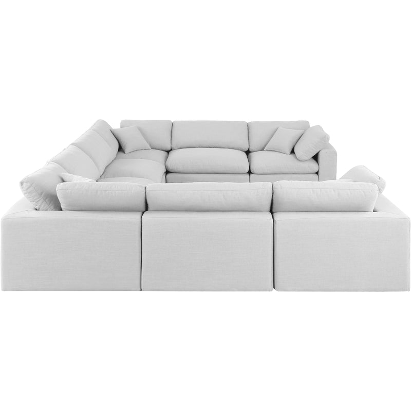 Meridian Comfy White Linen Textured Fabric Modular Sectional IMAGE 5