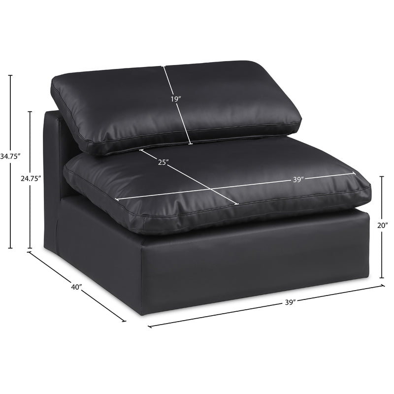 Meridian Comfy Black Vegan Leather Modular Armless Chair IMAGE 10